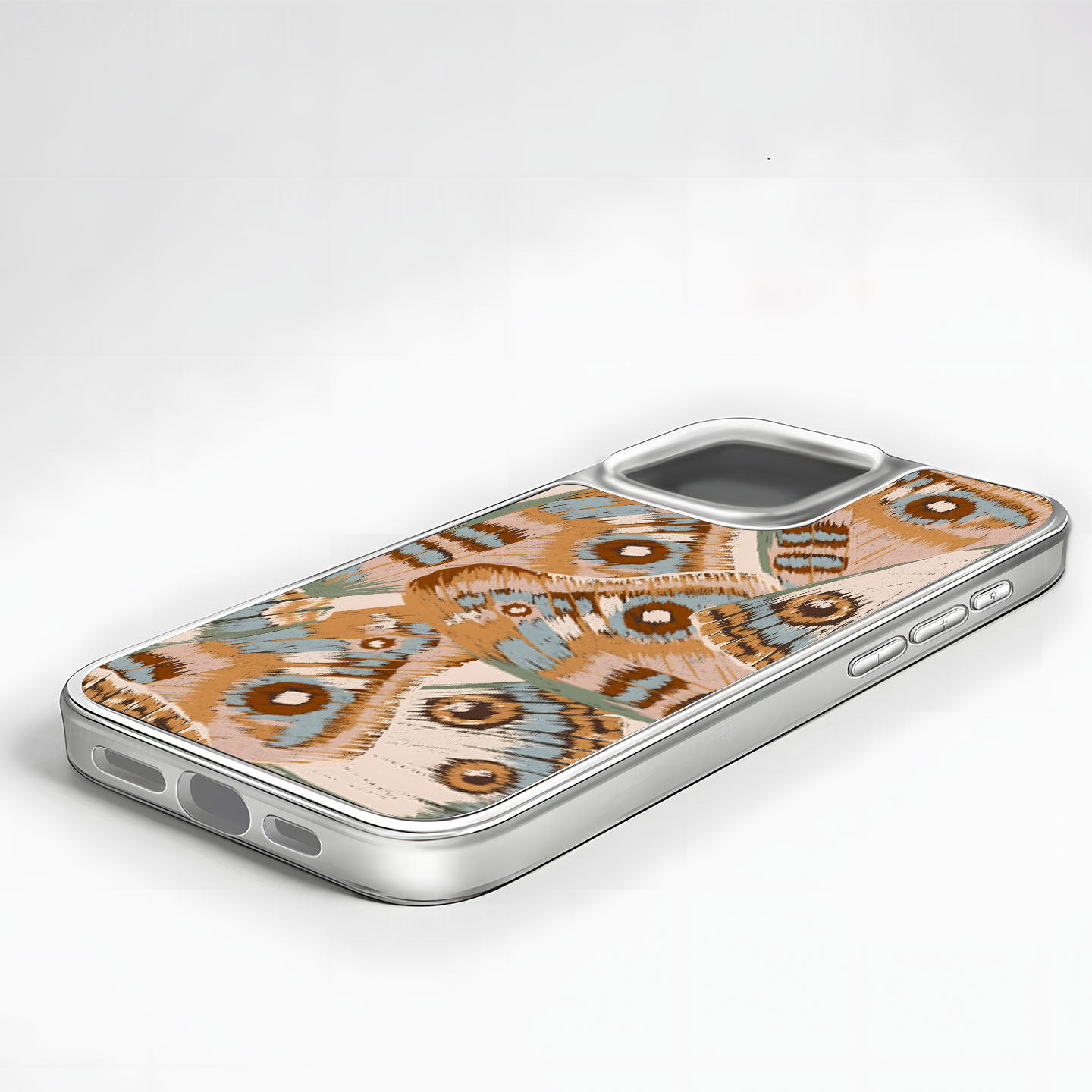 花斑蝶翅纹样大孔电镀黑框磨砂磁吸碳纤纹手机壳适用苹果iphone17promax华为P70PROMATE60PROP70ULTRA