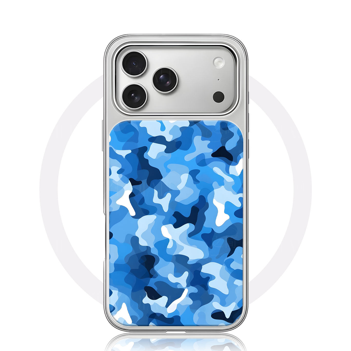 蓝色迷彩纹大孔电镀黑框磨砂磁吸碳纤纹手机壳适用苹果iphone17promax华为小众个性小米14PRO15/16PLUS
