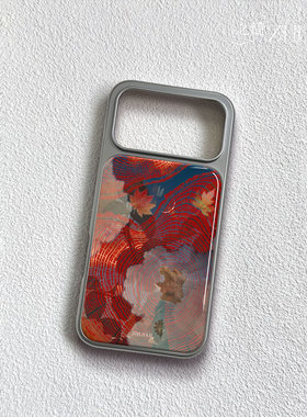 之简ZHIJIAN《红枫水纹》电镀黑框磨砂磁吸手机壳适用苹果iphone17promax华为P70ULTRAP70PROMATE60PRO