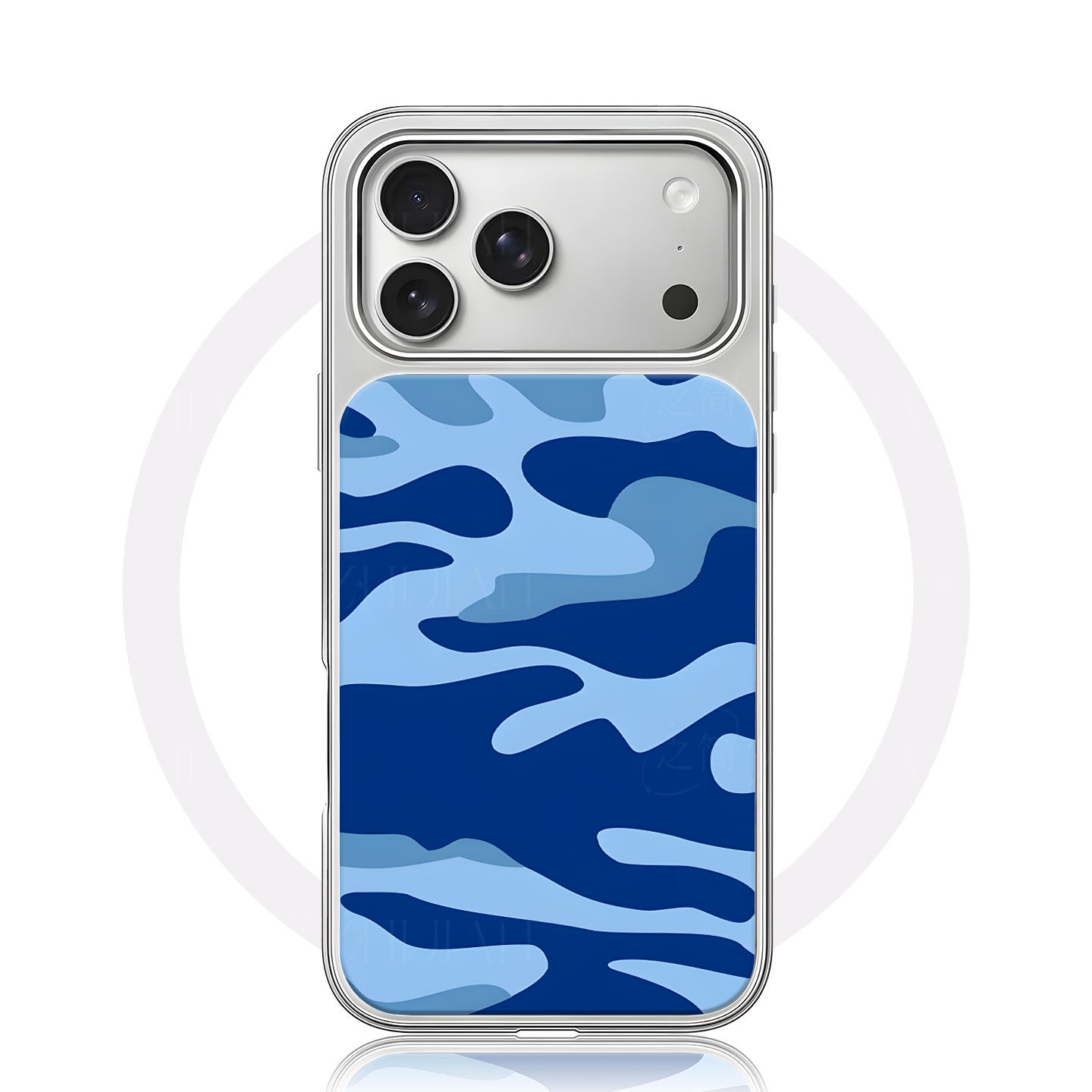 蓝色迷彩大孔电镀黑框磨砂磁吸碳纤纹手机壳适用苹果iphone17promax华为小米14PRO小众个性P70PRO