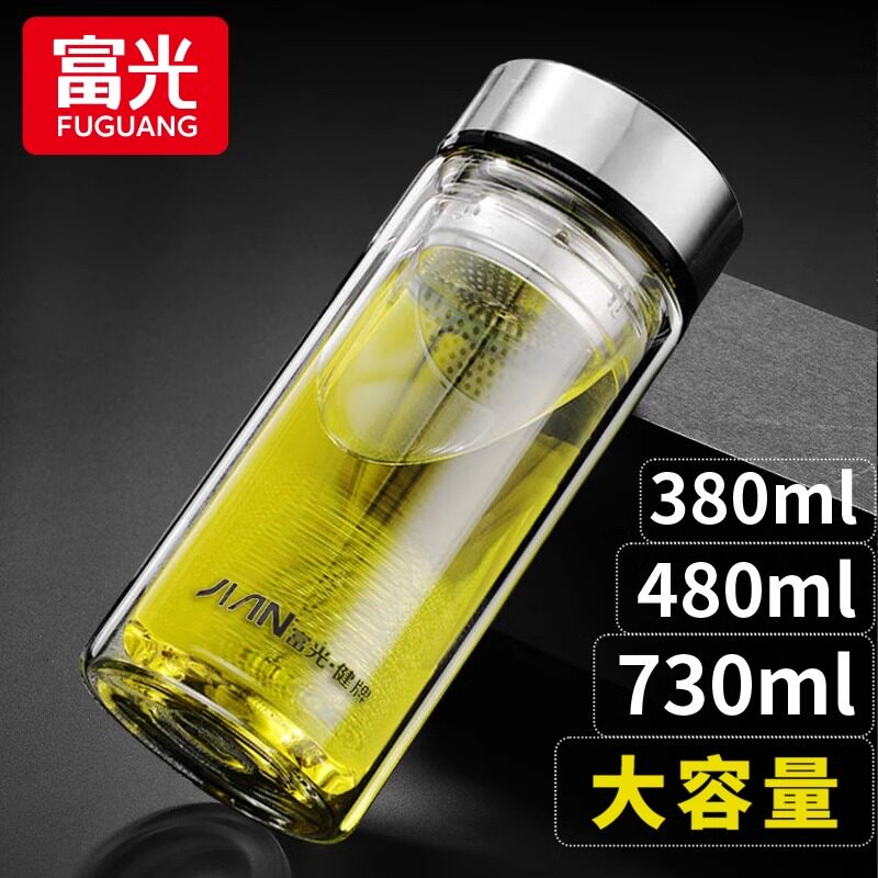 富光玻璃杯双层便携水杯男女高档大容量耐热保温泡茶杯子定制logo