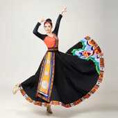 广场舞女成人莲花大摆裙舞蹈学院学生艺考表演服套装 新款 藏族服装