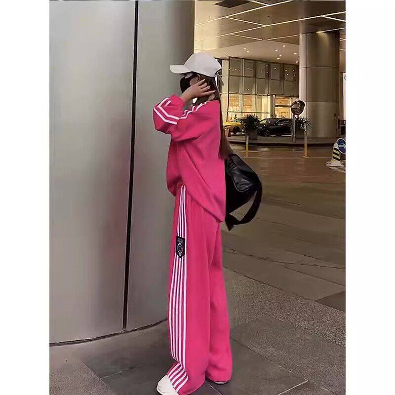 大尺码胖mm300斤运动服两件套女春秋季宽松休闲厚棉束脚阔腿裤套