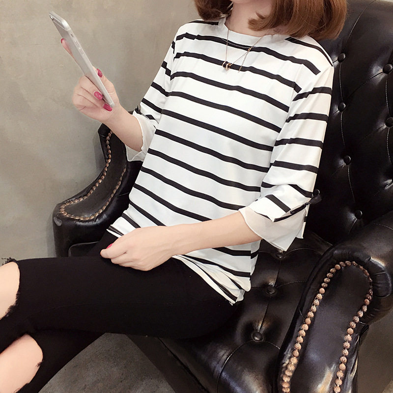 spring and autumn new pattern Thin section Long Show thin T-shirt have cash less than that is registered in the accounts stripe Base coat Easy pagoda sleeve jacketin the Women's clothing/Boutique , T-shirt  category - from Buy2taobao.com to provide professional Taobao agent buy service