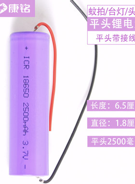 电蚊拍平头带线电池专用锂电池18650充电通用3v7手电台头灯抽水器