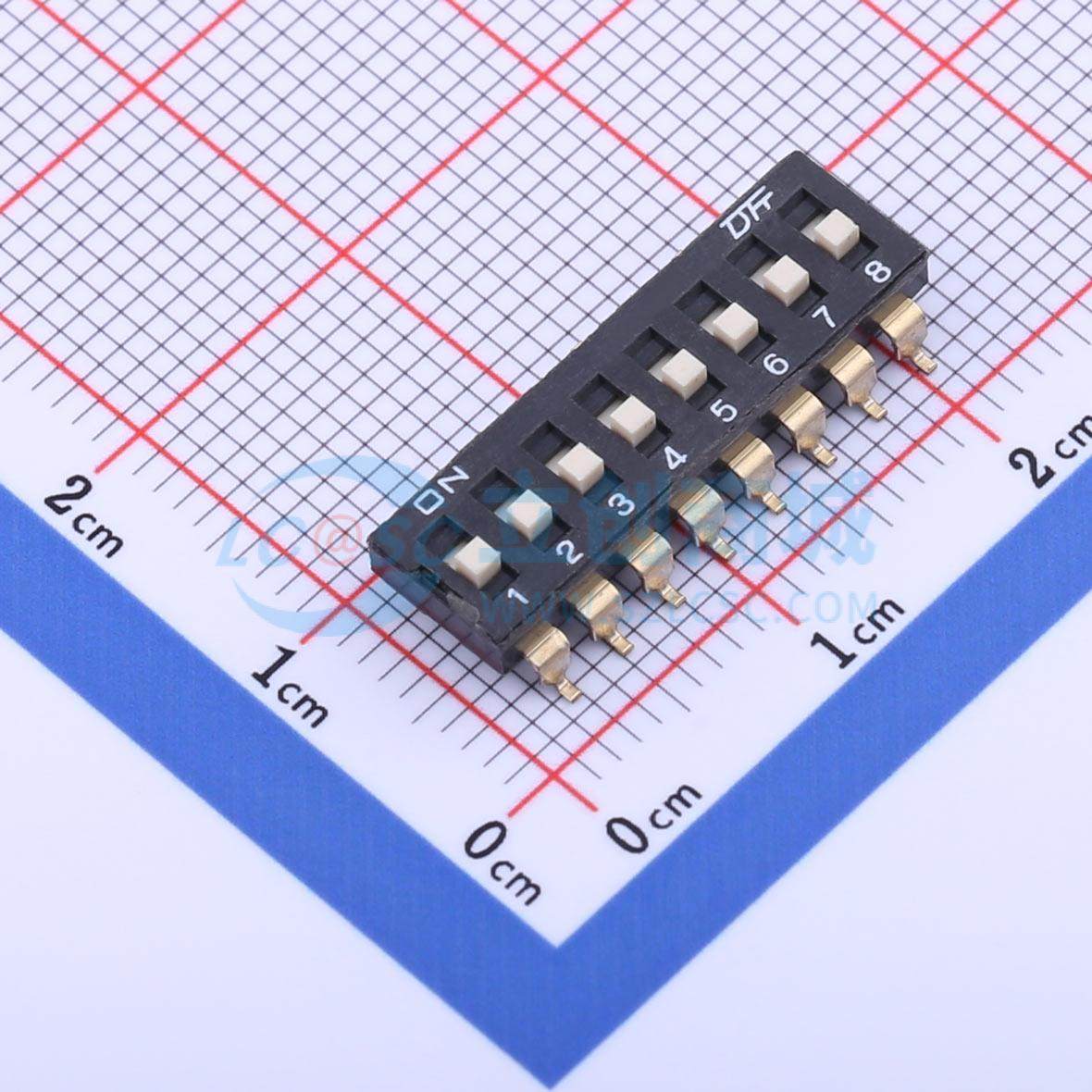 拨码开关 KH-10027B-SMT2.54-8P SMD-16P,6.3x21.3mm 电子元器件