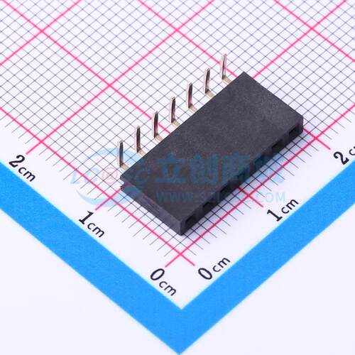 排母 PM254-1-07-W-8.5 弯插,P=2.54mm 1x7P 方孔 电子元器件配单