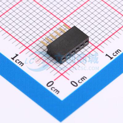 排母 X1311FV-06-C43D24 插件,P=1.27mm 1x6P 方孔 电子元器件