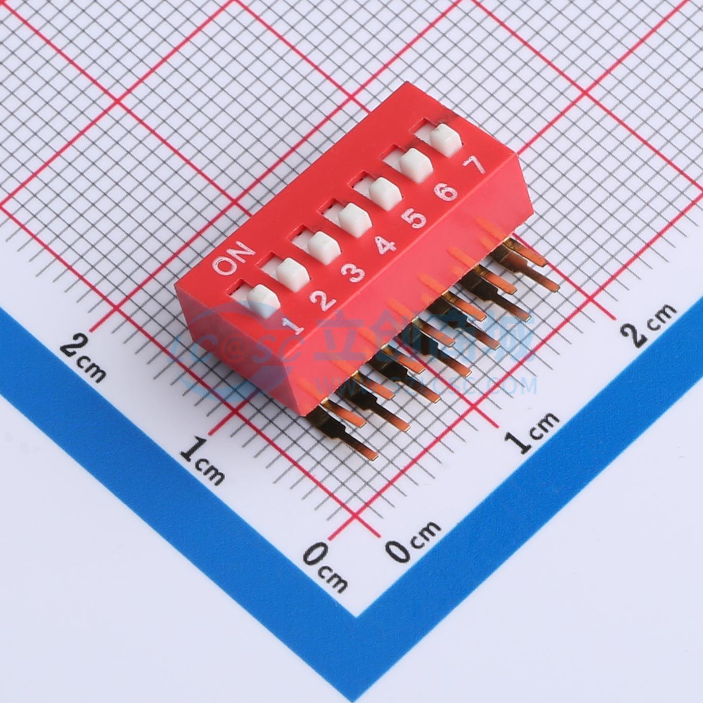 拨码开关 DA-7-R-T 插件,P=2.54mm 原装正品 电子元器件配单