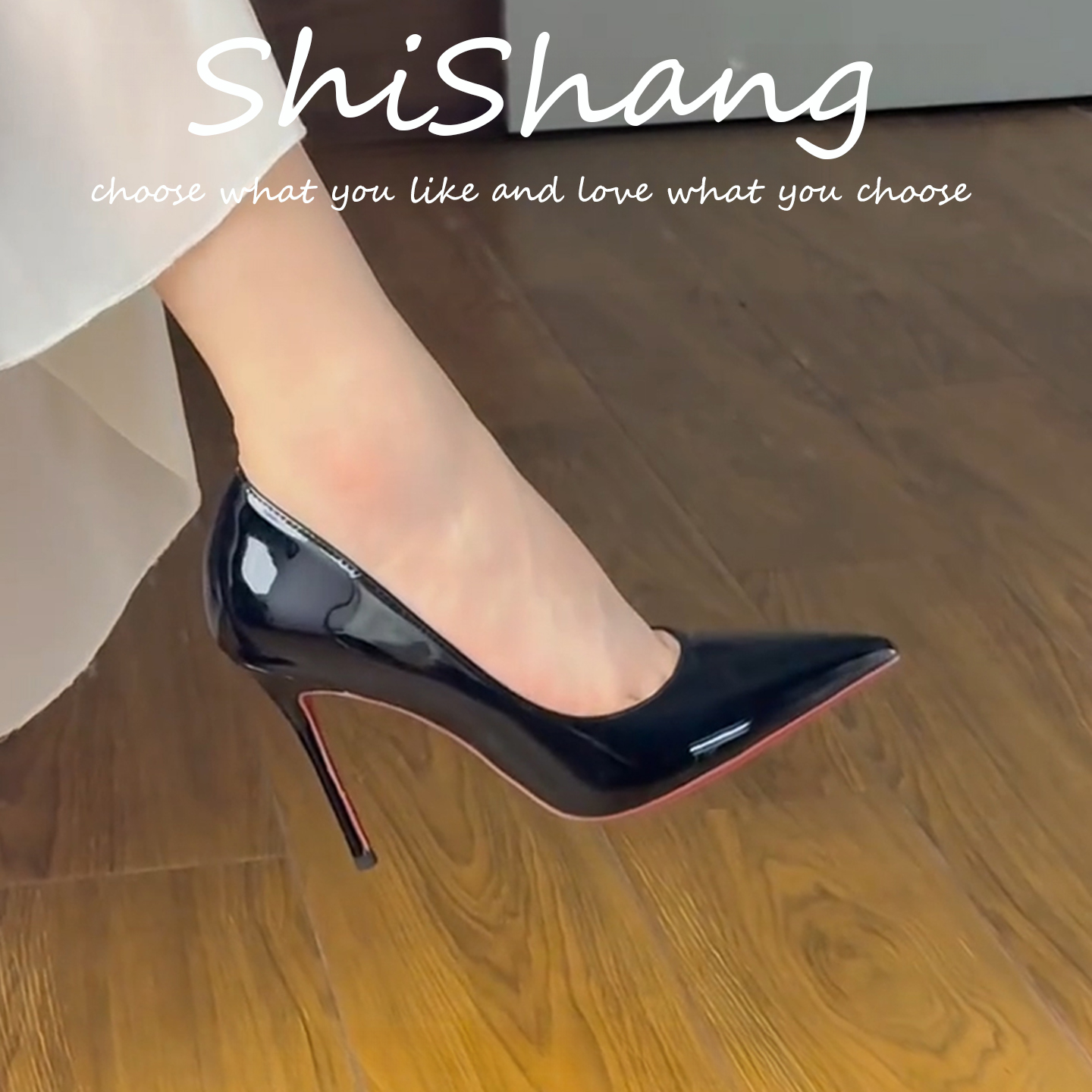 2025新款绝美气质黑色红底高跟鞋