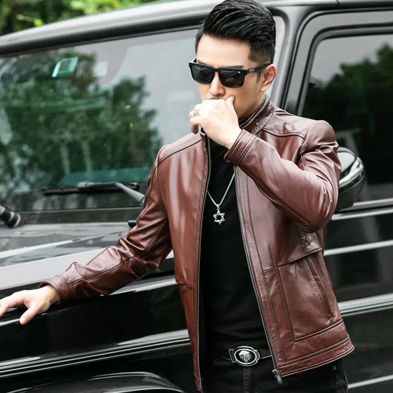 2025新款春秋海宁真皮皮衣男士机车服头层牛皮外套皮夹克男韩版潮