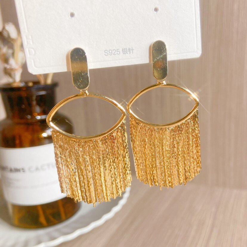 欧美夸张小众设计感流苏耳环 银针个性复古时髦个性感耳钉耳饰