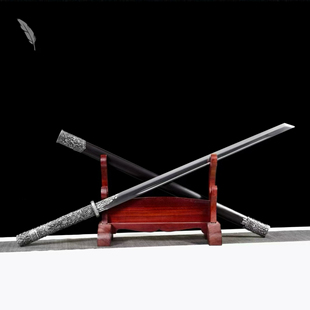 龙泉唐刀龙凤檀木做旧装具长款素风唐横刀把玩收藏未开刃一体锻打