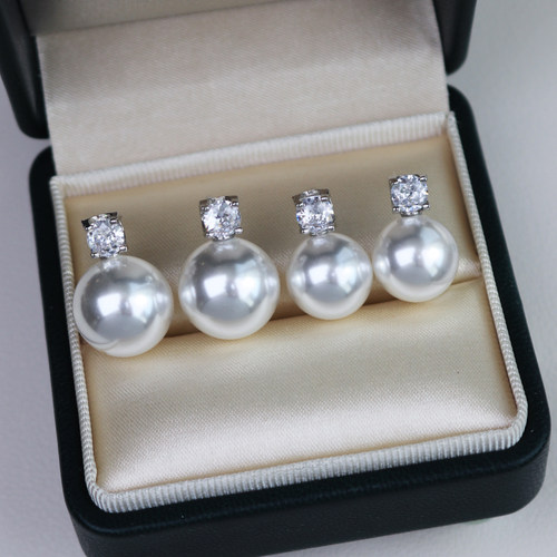 牛头王妃经典珍珠耳钉无耳洞耳夹通勤耳环耳钉简约戴妃耳饰高级简