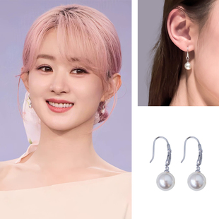 高级感轻奢气质 耳钉2025新款 赵丽颖同款 S925银银珍珠耳环高跟鞋