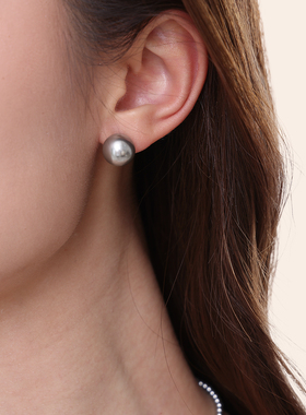 韩国ins博主fever同款大颗复古进口珍珠耳环女s925纯银耳钉耳夹