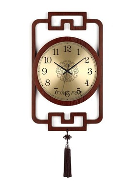 中国风高档挂钟新中式装饰表钟挂墙客厅超大木质简约大气时钟家用