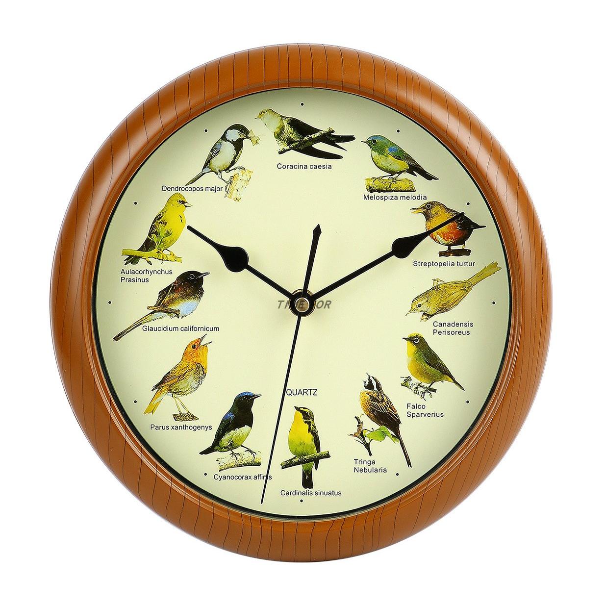 复古美式木纹静音时钟表10英寸挂钟