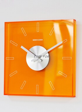 彩色亚克力方形装饰钟表简约风克莱因蓝有机玻璃挂钟时尚桌面时钟