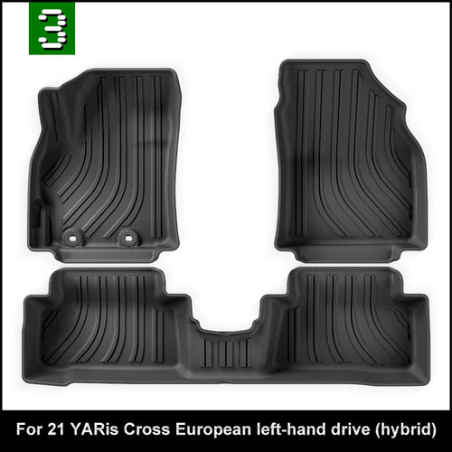 适用于21款丰田欧洲左舵Yaris cross汽车脚垫全TPE脚垫尾箱垫