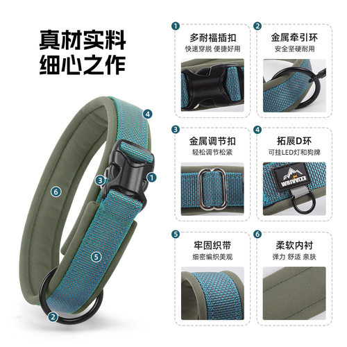 跨境大狗狗狗项圈尼龙反光狗狗项圈可调节中大型犬防爆冲狗项圈