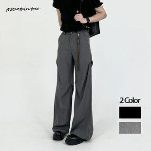 压褶分割 男百搭 cleanfit小众设计感褶皱宽松休闲阔腿微喇拖地裤