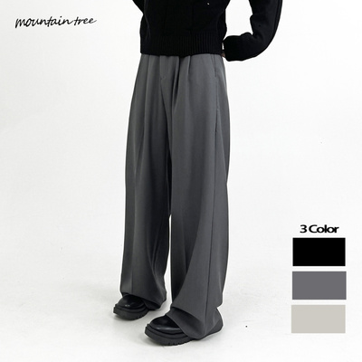 mountain tree纯色黑色垂感宽松直筒休闲西裤男士阔腿百搭拖地裤