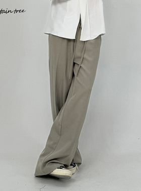 mountain tree美式纯色抽绳设计感休闲裤宽松阔腿裤子男女潮薄款