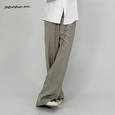 mountain tree美式纯色抽绳设计感休闲裤宽松阔腿裤子男女潮薄款