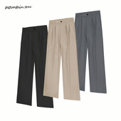 休闲裤 mountain tree松紧腰基础立体双褶位A字型宽松垂感通勤西裤