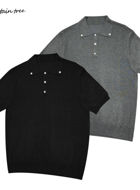 mountain tree松弛高知分子假领polo松弛高知分子纯色套头针织衫