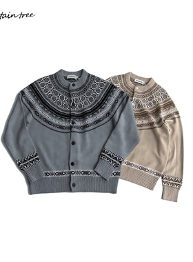 mountain tree费尔岛长袖混纺毛衣针织开衫秋冬保暖百搭老钱风