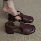 2025新款 港风气质复古小众设计感包头拖简约优雅舒适软底凉拖女生