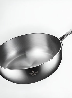 316抗菌不锈钢炒锅家用厨房煎锅平底炒菜锅加厚无涂层一体成型