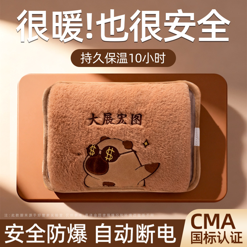 热水袋充电式防爆电暖宝毛绒可爱女注水暖手宝宝电热宝暖水袋加热
