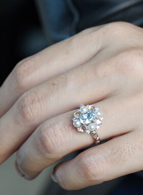 喻棠italks|月落星河|用925银镀金戒指设计款精品仿珍珠日系轻奢