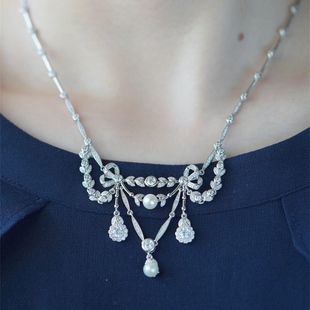 925银镀金天然淡水珍珠复古礼服项链 夜歌 喻棠italks 弗里吉亚