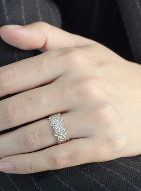 喻棠925银织物质感戒指