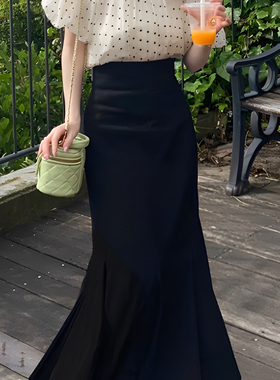 日单GRL原单夏季女修身显瘦气质高腰鱼尾半身裙美人鱼喇叭群gc60