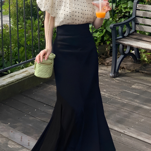 日单GRL原单夏季 显瘦气质高腰鱼尾半身裙美人鱼喇叭群gc60 女修身