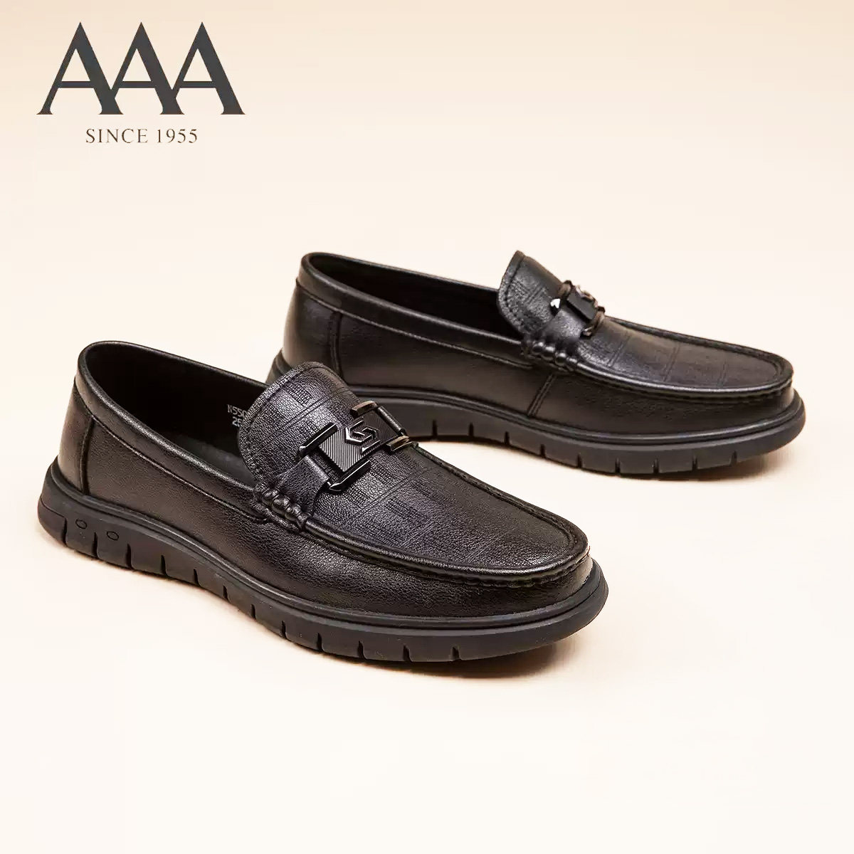 AAA正品男鞋真皮豆豆鞋乐福鞋金属扣一脚蹬软底商务休闲皮鞋男士