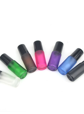 精油宝宝 加厚精油滚珠瓶紫色分装磨砂走珠玻璃钢珠化妆空瓶5ML