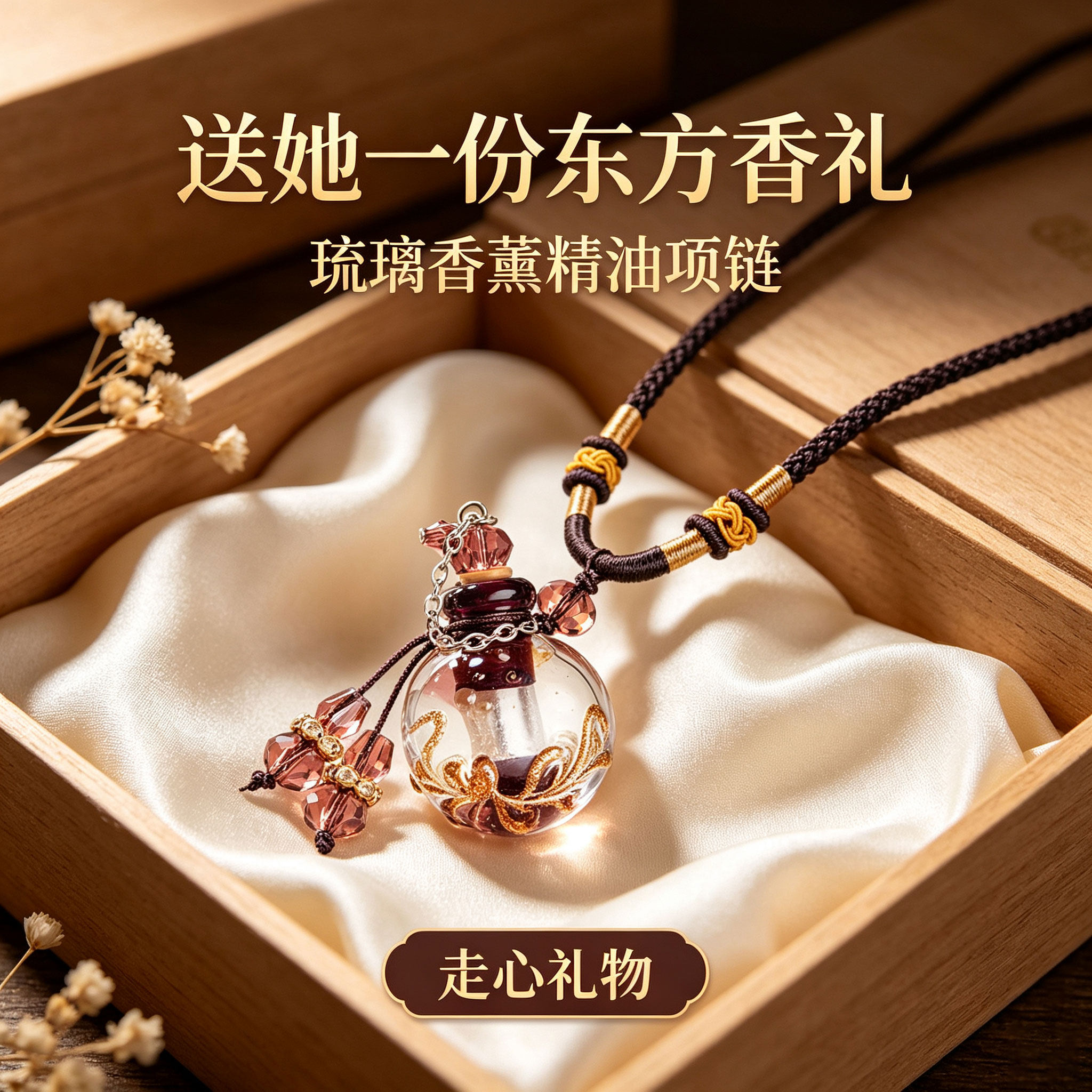 琉璃精油项链饰品香薰吊坠图片