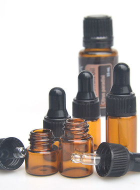 迷你精油滴管瓶1ML2ML3ML玻璃分装空瓶茶色避光旅行调配瓶小瓶子