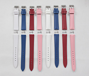 22mm针扣表链白色 真皮表带手表配件男女款 通用10