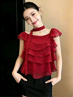 2026新款法式黑色碎花方领别致独特小上衣女生夏季设计感小众显瘦