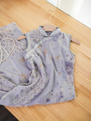 紫色旗袍女新中式2025新款高端大气上档次复古日常可穿连衣裙夏季