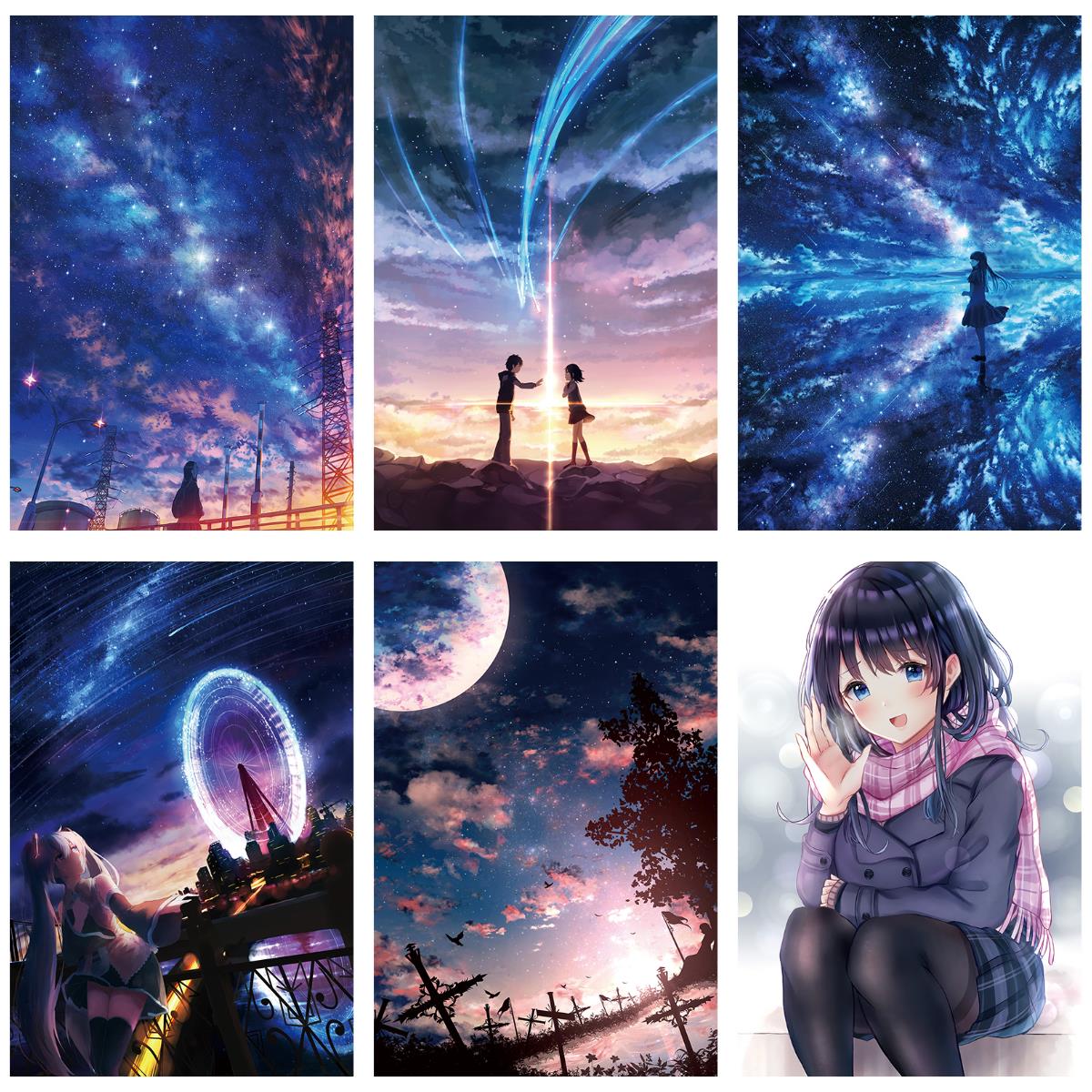 风景来图墙贴唯美宿舍壁画动漫海报定制超大卧室二次元壁纸房间