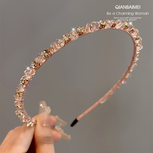 复古简约水晶发卡女2024新款水钻高级感头箍压发洗脸发箍百搭头饰