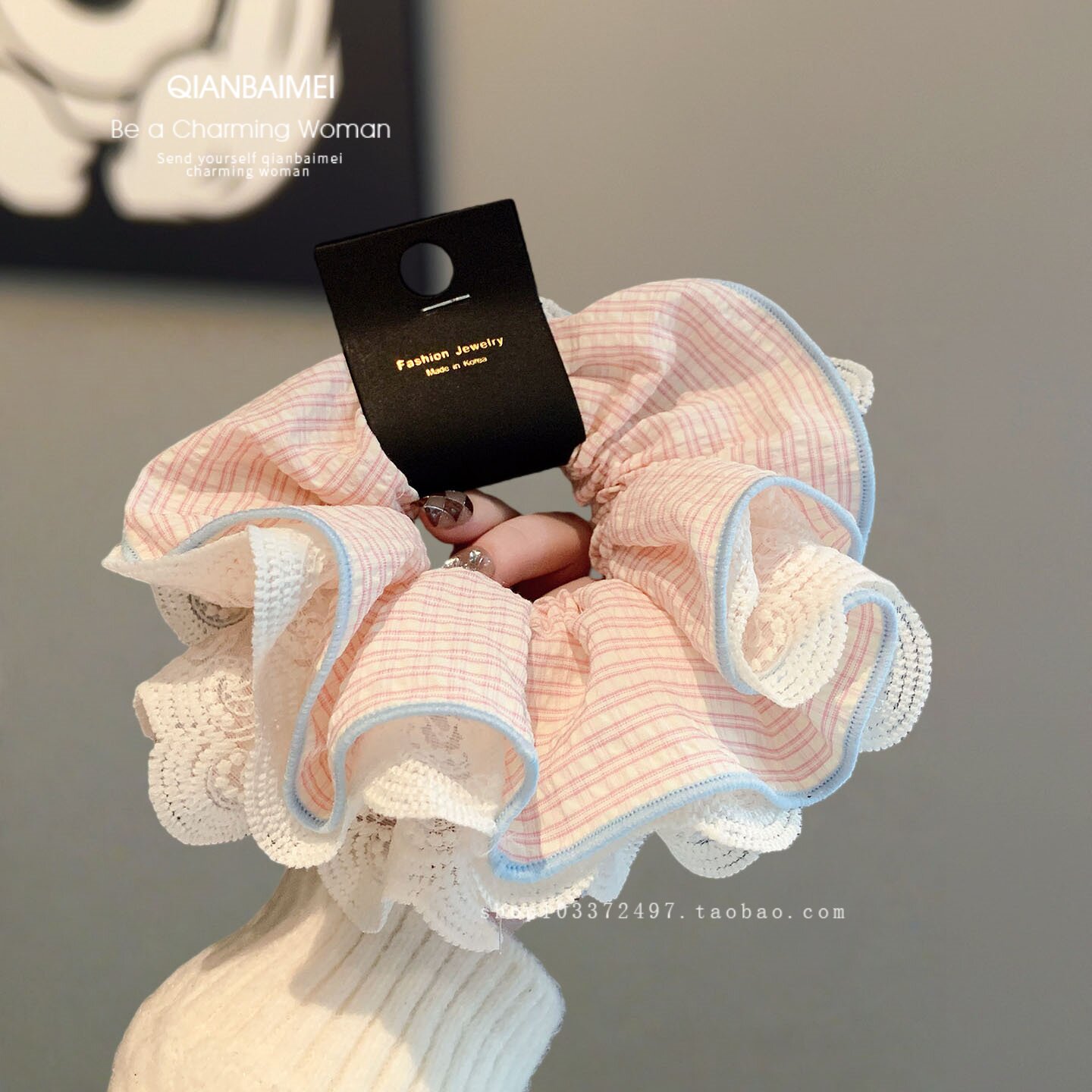 春季2026新款大肠发圈女童时尚百搭发饰耐用加粗皮筋头圈格纹发绳